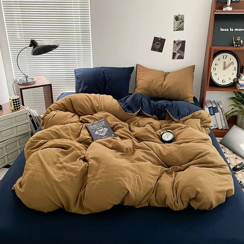 Luxury 100% Pure Linen-Cotton Twill Bed Sheet Set with Duvet Cover & Pillowcases – Soft, Durable, Breathable WHIMSICAL HOME OF CREATIONS