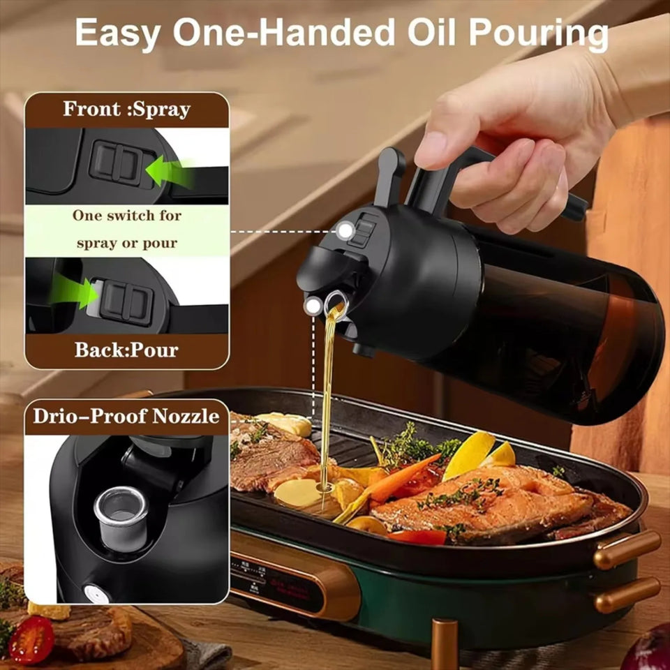 2-in-1 Olive Oil Glass Dispenser – 470ml Light-Blocking Spray & Pour