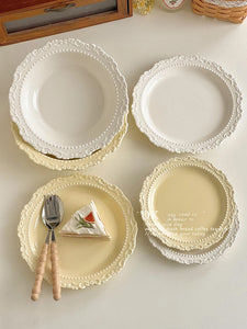 French Style Gentle Cream Ceramic Dessert Dishes