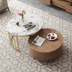 2-delige ronde koffietafel – Mid-eeuse moderne elegansie