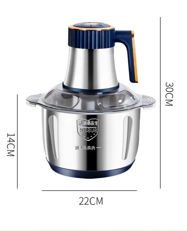 6-Blade Electric Food Processor & Meat Grinder – 5-in-1 High-Power Stainless Steel
