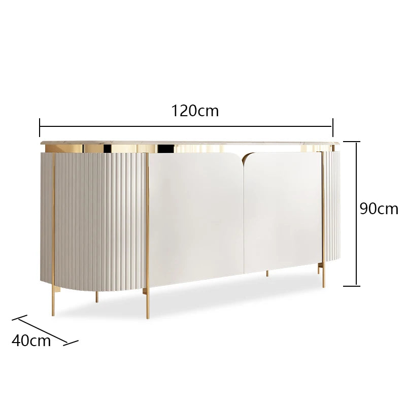 Timeless Marble & Gold Trim Sideboard Cabinet