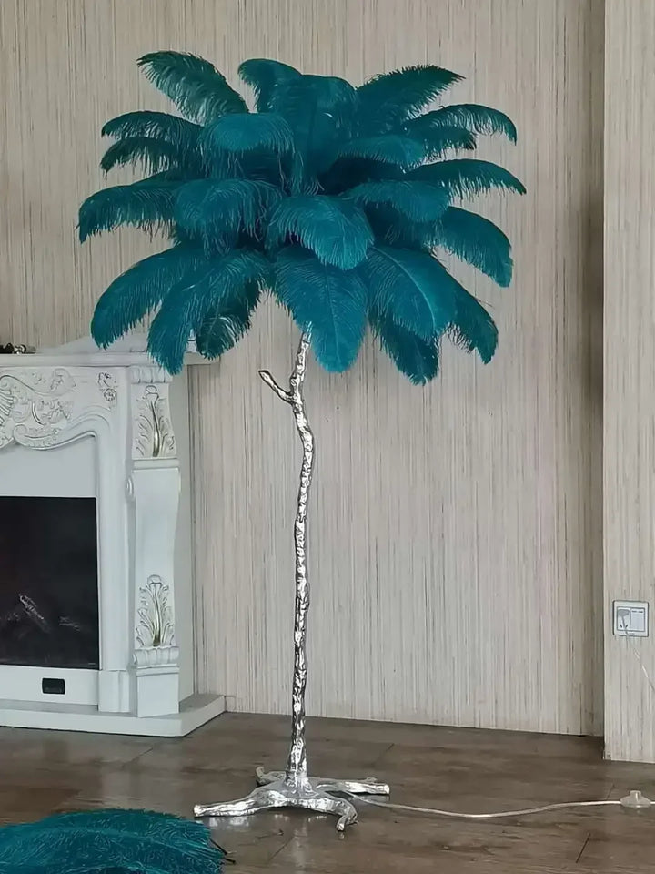 Modern Luxury Ostrich Feather Floor Lamp – Elegant Statement Piece