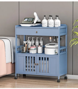 Eco-Friendly Bamboo Storage Cabinet – Natural & Greyish Blue
