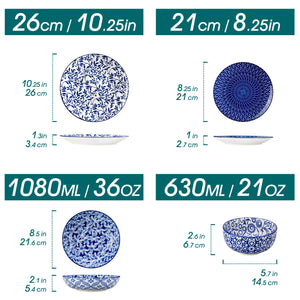 Elegant Blue & White Porcelain Dinnerware Set – Multiple Sizes Available