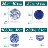 Elegant Blue & White Porcelain Dinnerware Set – Multiple Sizes Available
