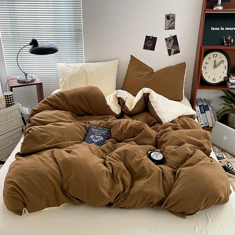 Luxury 100% Pure Linen-Cotton Twill Bed Sheet Set with Duvet Cover & Pillowcases – Soft, Durable, Breathable WHIMSICAL HOME OF CREATIONS