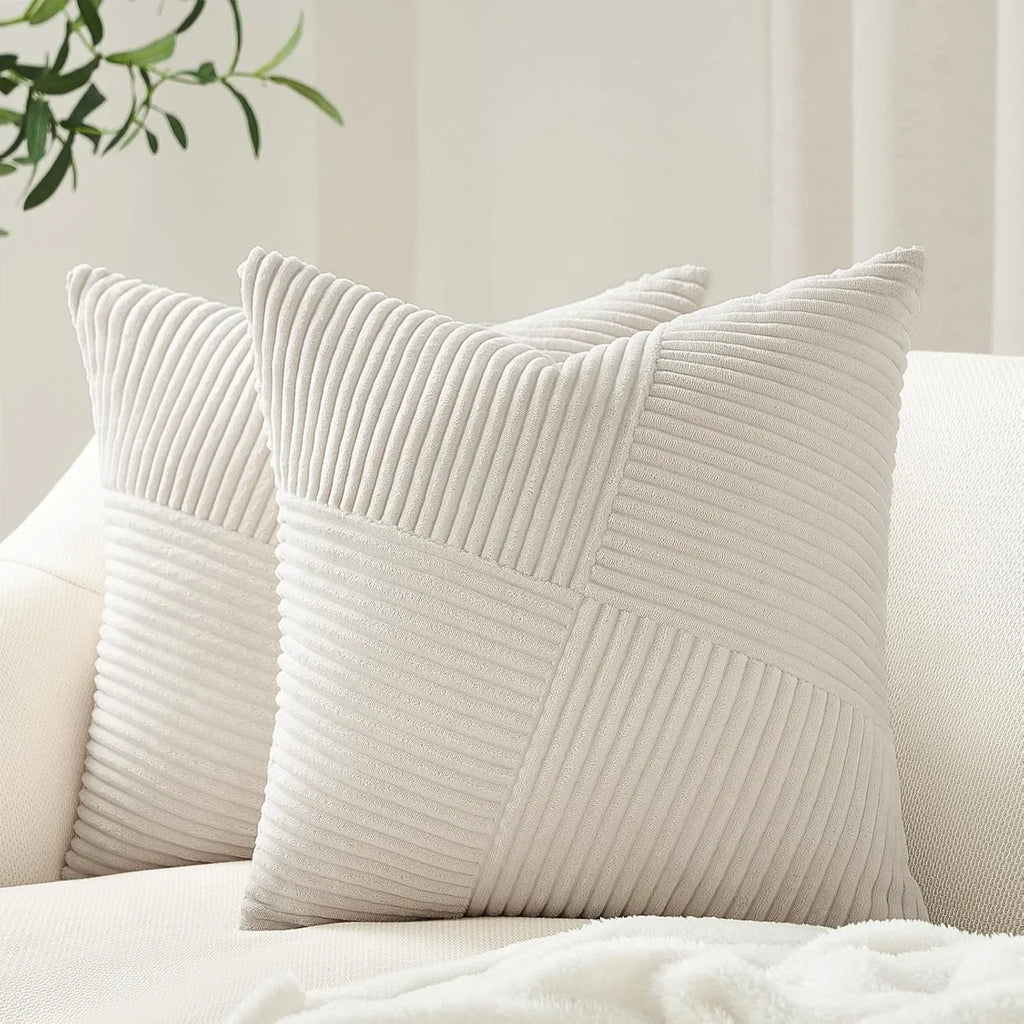 Luukse Fluweel Corduroy Lapwerk Kussingoortreksels – 45x45cm
