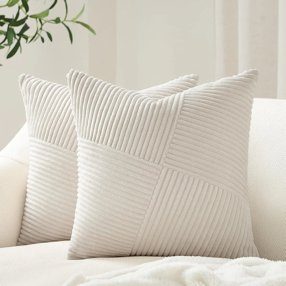 Luxurious Velvet Corduroy Patchwork Pillow Covers – 45x45cm