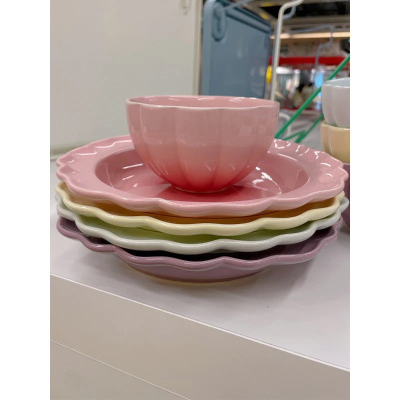 French Retro Glossy Enamel Floral Dinnerware – Timeless Summer Elegance