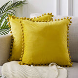 Velvet Cushioncover pillowslip with Ball Soft Decorative Cushion Home Decor for Sofa Set
