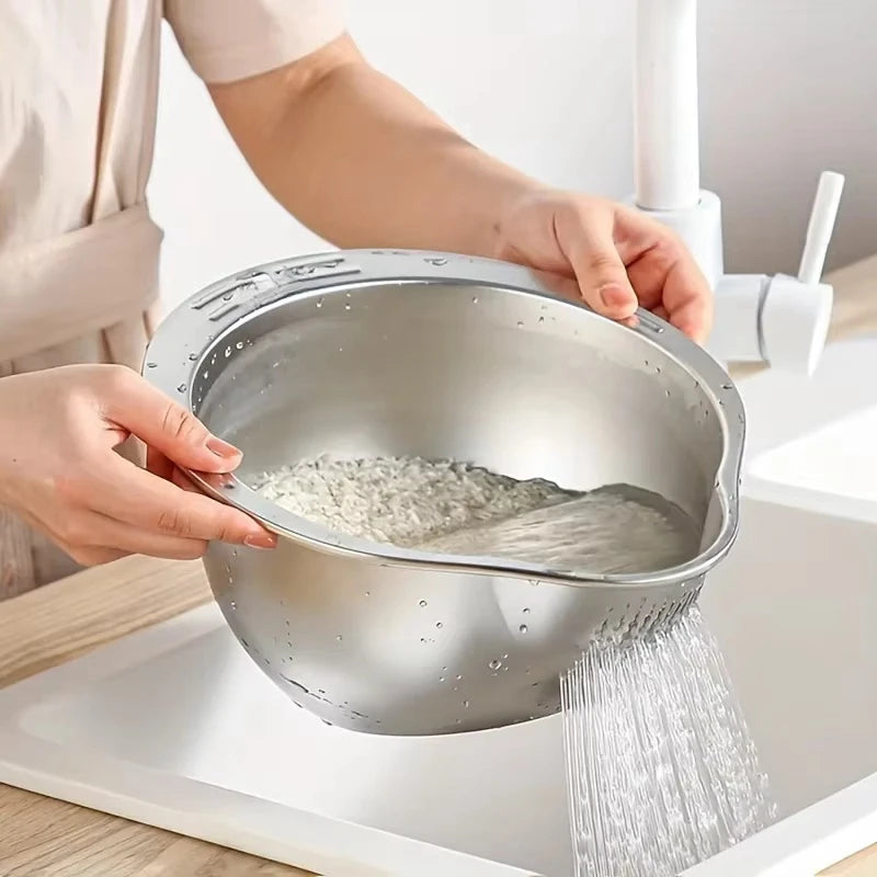 304 Stainless Steel Rice Strainer Bowl for every kitchen task– Practical & Premium Quality