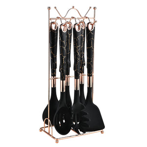 8-Piece Heat-Resistant Silicone Kitchenware Set with Storage Rack