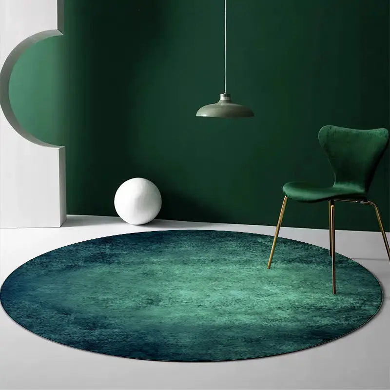 Simple Retro Nordic Round Luxury Rug – Bright Green Hues