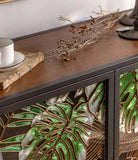 Green & Gold Leaf Vintage Sideboard Cabinet
