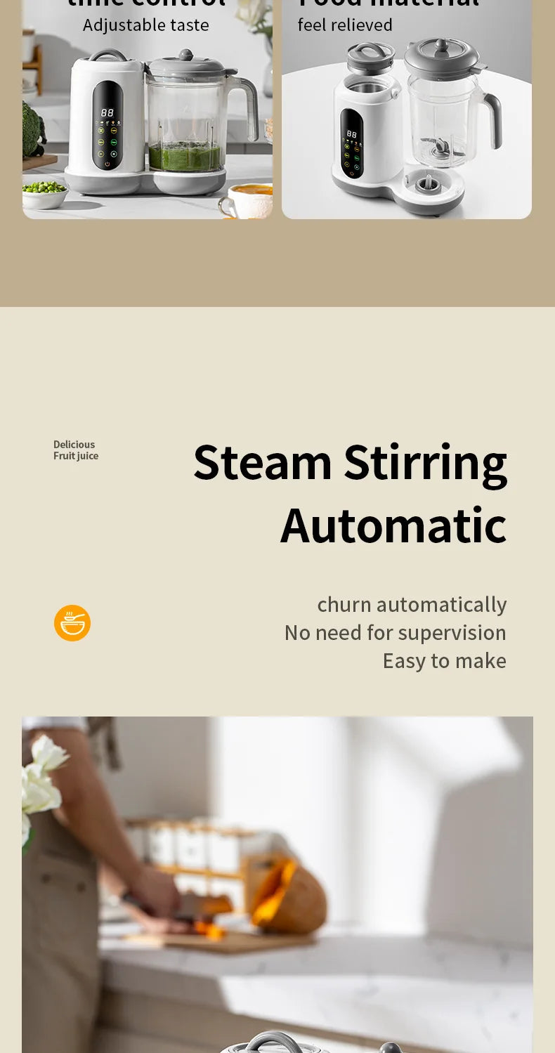 Multi-Functional Baby Food Maker – Steamer, Puree Blender & Milk Warmer with Temperature Display WHIMSICAL HOME OF CREATIONS