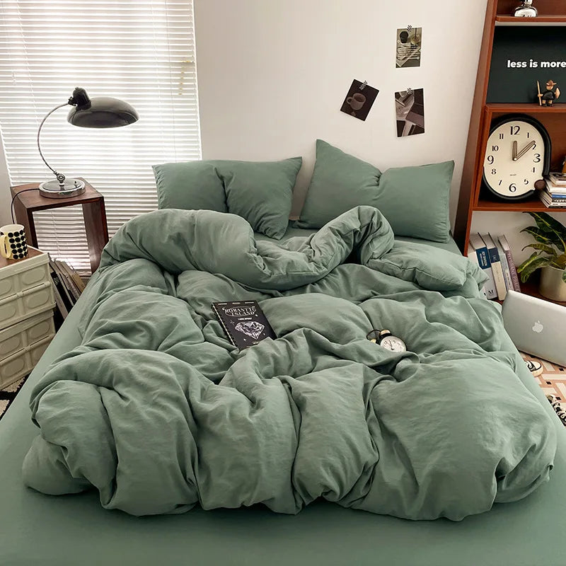 Luxury 100% Pure Linen-Cotton Twill Bed Sheet Set with Duvet Cover & Pillowcases – Soft, Durable, Breathable WHIMSICAL HOME OF CREATIONS