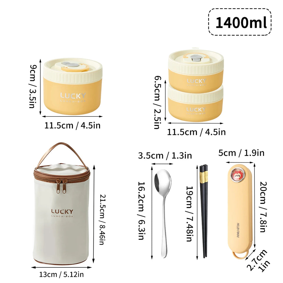 Portable Thermal 304 Stainless Steel Food Containers – Stackable & long term Insulated Microwave Safe