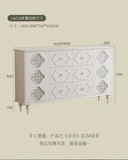 Luxury French Retro Sideboard Buffet Cabinet – Handcrafted Solid Wood with Begonia Glass & Designer Fretwork