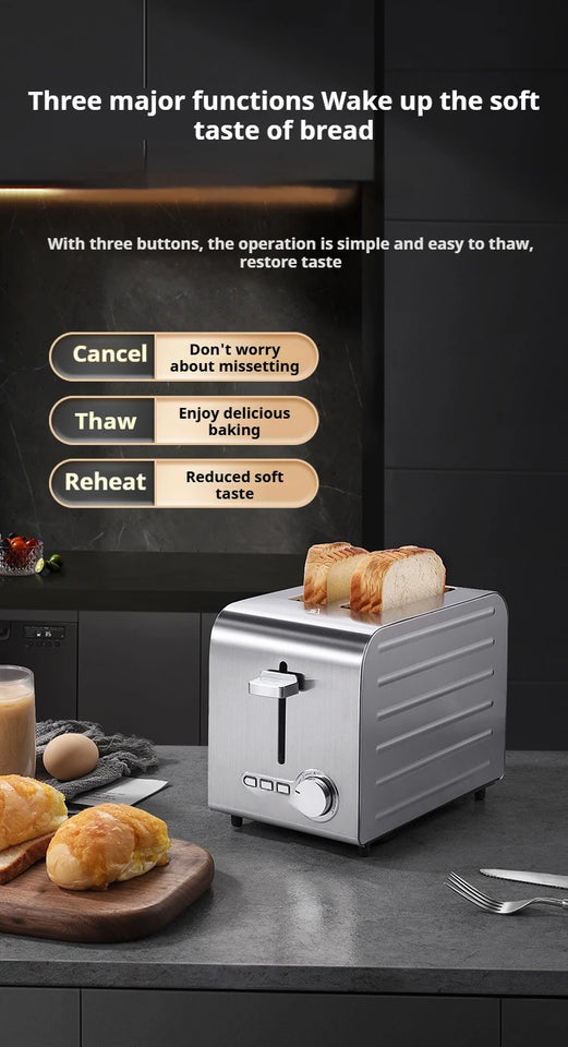 2250W High-Power 6-Slot Commercial Toaster – Quick 60-Second Toast, Stainless Steel