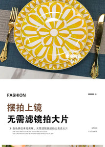 Elegant Bone China Dinnerware Set in Diamond Pattern – Sunshine Yellow