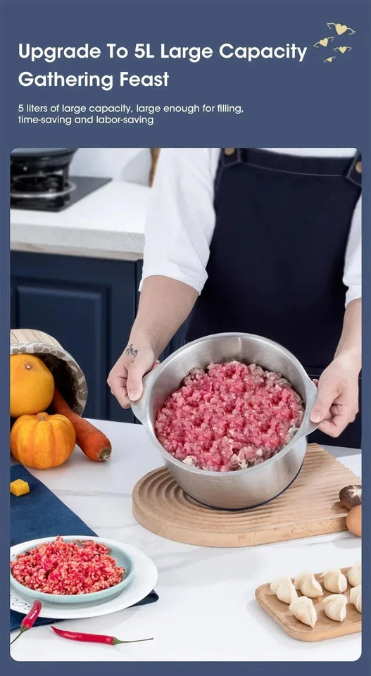 6-Blade Electric Food Processor & Meat Grinder – 5-in-1 High-Power Stainless Steel