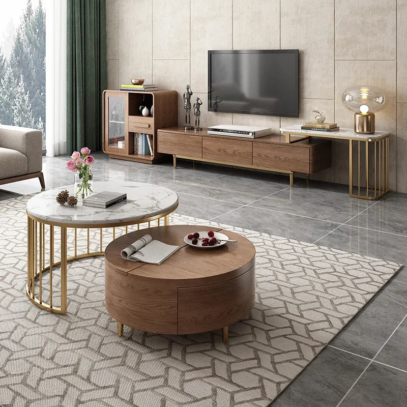 2-Piece Round Coffee Table – Mid-Century Modern Elegance