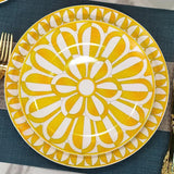Elegant Bone China Dinnerware Set in Diamond Pattern – Sunshine Yellow