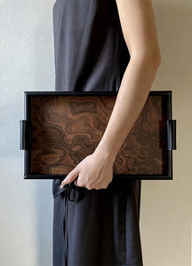 Solid Wood Decorative Serving Tray – Dark & Light Finish