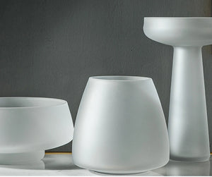 Luxury Frosted Glass Hydroponic Vase – Coffee & Frosted Elegance