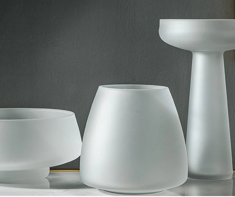 Luxury Frosted Glass Hydroponic Vase – Coffee & Frosted Elegance