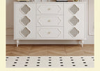 Luxury French Retro Sideboard Buffet Cabinet – Handcrafted Solid Wood with Begonia Glass & Designer Fretwork