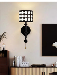 Luxury Mid-Century Art Deco Fabric Wall Sconce – Black & White Elegance