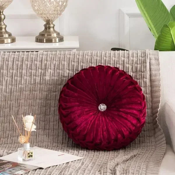 Plush Round Vintage Velvet Decorative Pillows – Vibrant Colours & Classic Charm