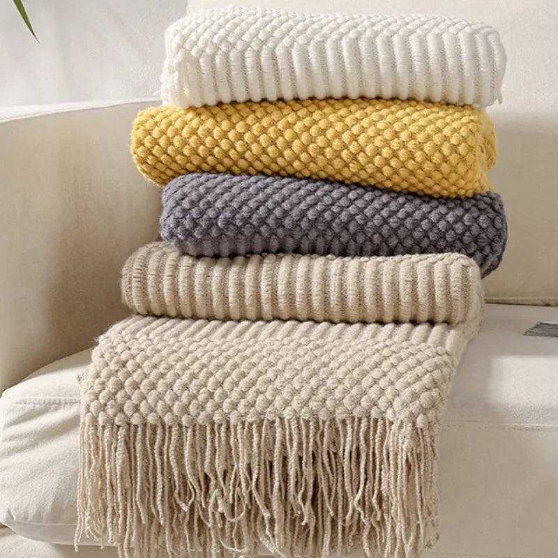 Bohemian/ Country Knitted Weave Blanket Throw –in various colors and sizes