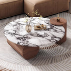 Modern Contemporary Luxury Marble Coffee Table – Minimalist Natural Stone with Solid Wood Frame