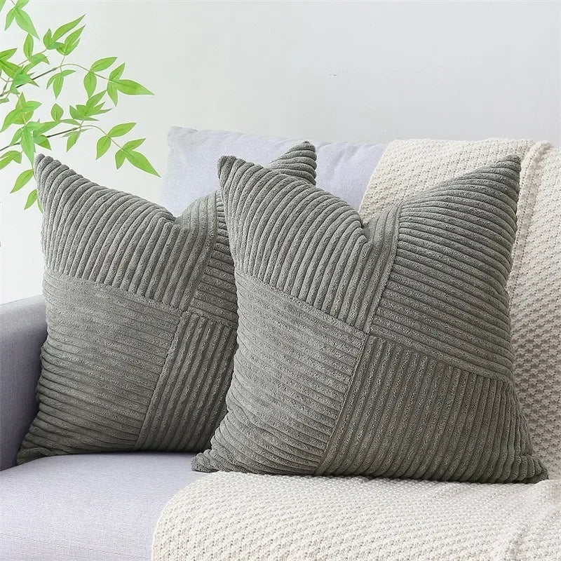 Luxurious Velvet Corduroy Patchwork Pillow Covers – 45x45cm