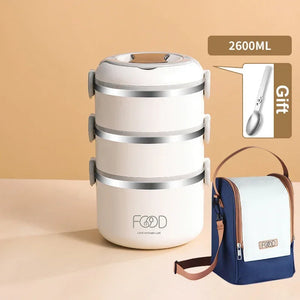 Large Capacity Thermal Insulated Lunch Box – Stackable Bento Container with Hidden Cutlery Microwave Safe