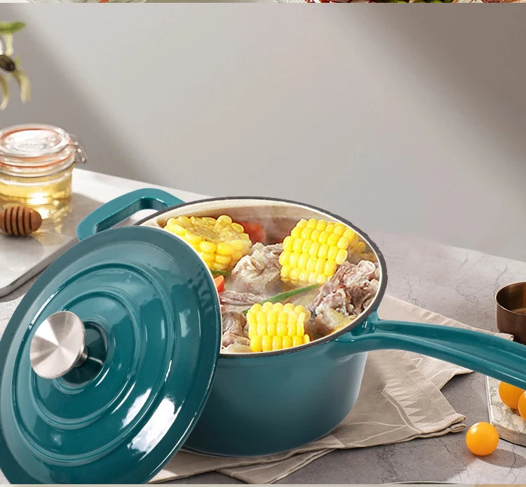 7-Piece High-Grade Cast Iron Non-Stick Cookware Set – French Retro Elegance