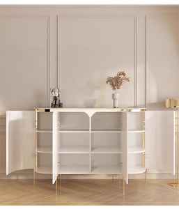 Timeless Marble & Gold Trim Sideboard Cabinet
