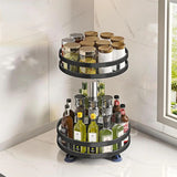 360° Rotating Carbon Steel Spice Rack Organizer – Adjustable Multi-Layer with Suction Cups