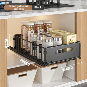 Carbon Steel Pull-Out Folding Cabinet Storage Rack – Double Layer, Heavy-Duty