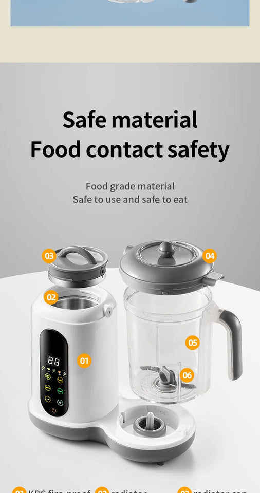 Multi-Functional Baby Food Maker – Steamer, Puree Blender & Milk Warmer with Temperature Display