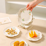 Set of 4 – 6 Inch Ceramic Dessert Plates with Vintage Floral Charm