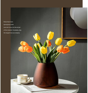 Luxury Frosted Glass Hydroponic Vase – Coffee & Frosted Elegance
