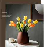 Luxury Frosted Glass Hydroponic Vase – Coffee & Frosted Elegance