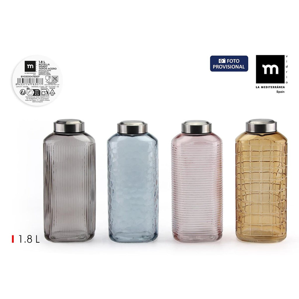 La Mediterránea 1.8L Glass Bottle Set – Elegant Reusable Glass Bottles (8 Units)