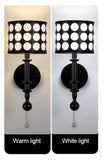 Luxury Mid-Century Art Deco Fabric Wall Sconce – Black & White Elegance