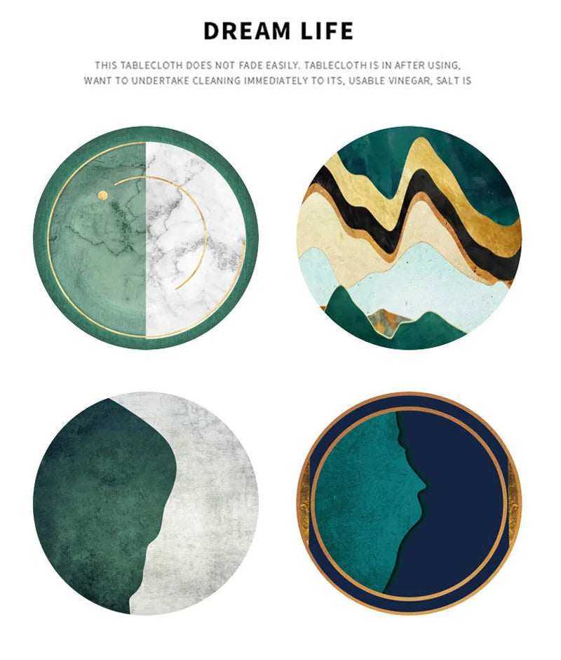 Simple Retro Nordic Round Luxury Rug – Bright Green Hues