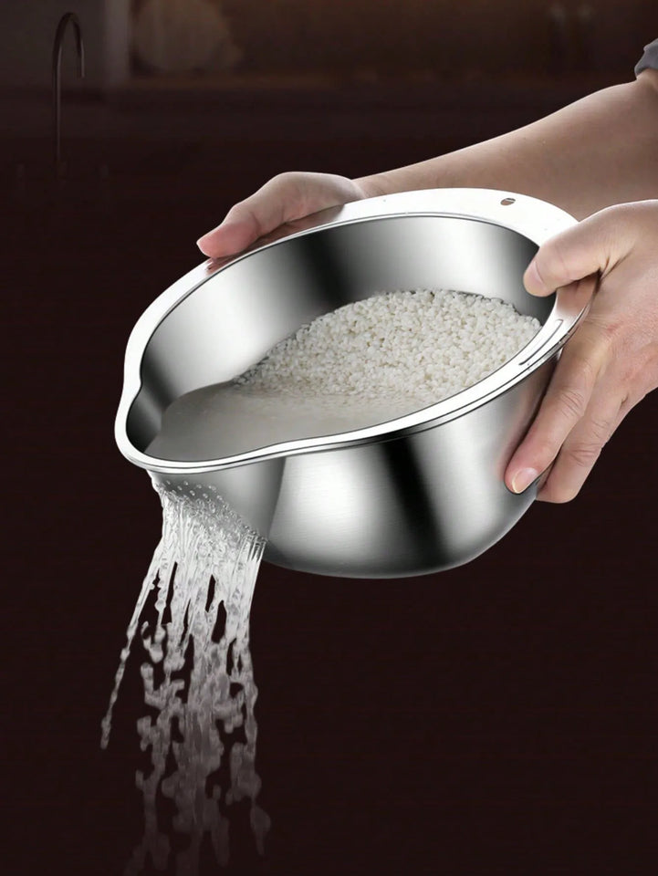 304 Stainless Steel Rice Strainer Bowl for every kitchen task– Practical & Premium Quality